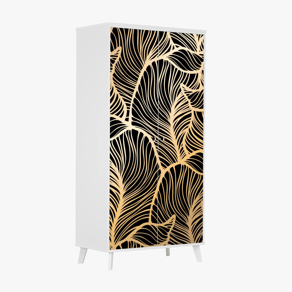 Wardrobe sticker golden leaf pattern on black • Wallissimo® Wardrobe sticker golden leaf pattern on black • Wallissimo®