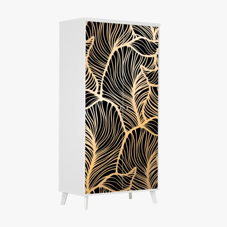 Wardrobe sticker golden leaf pattern on black • Wallissimo®