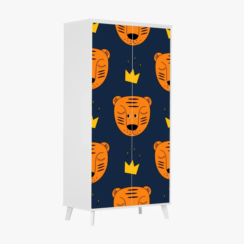 Wardrobe sticker playful tiger pattern for kids wall art
