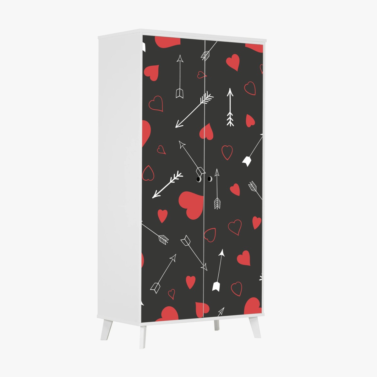 Wardrobe sticker red hearts and arrows pattern • Wallissimo® Wardrobe sticker red hearts and arrows pattern • Wallissimo®