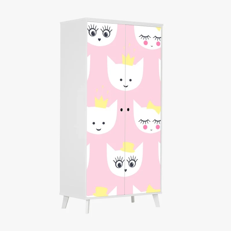 Wardrobe sticker cute pink kitty princess pattern