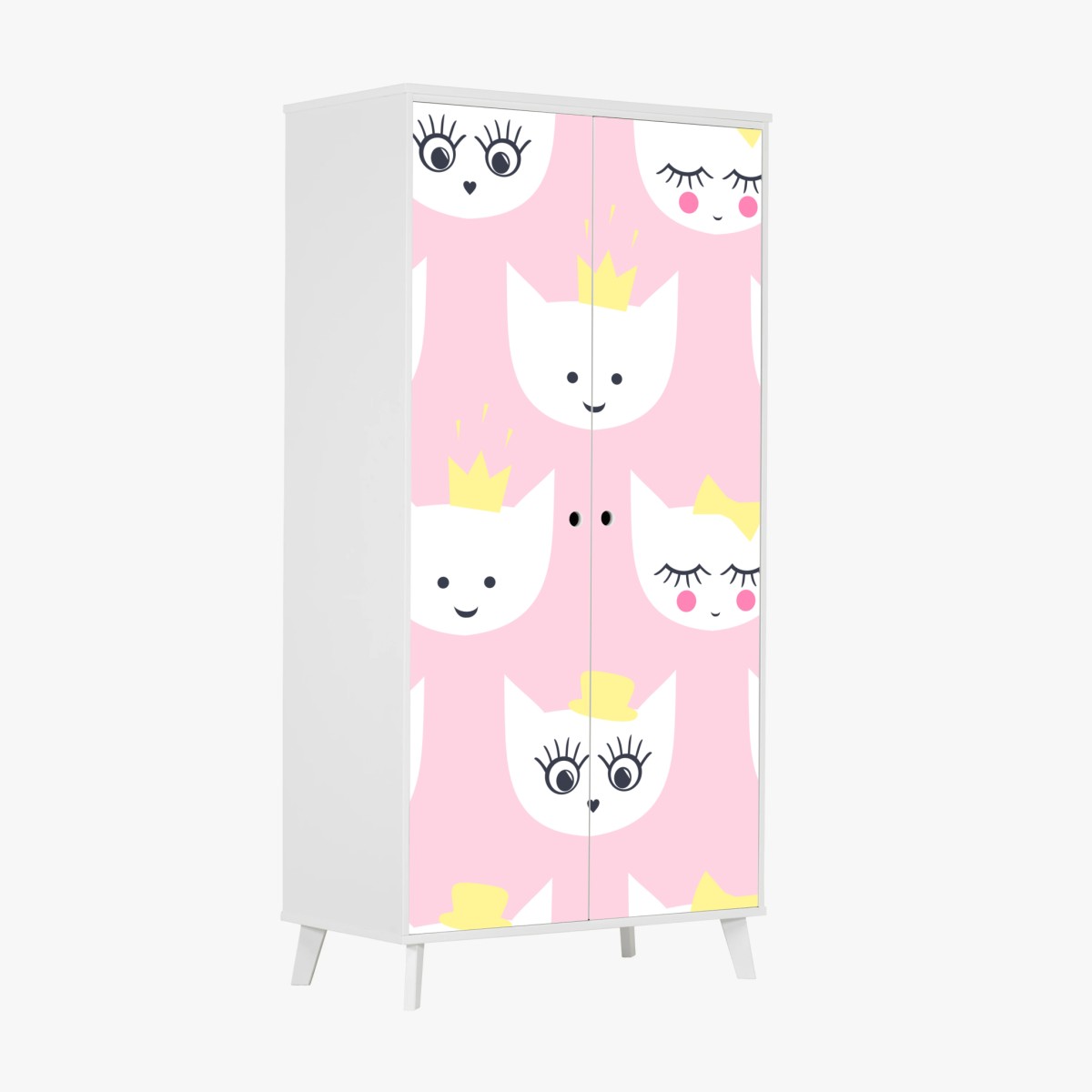 Wardrobe sticker cute pink kitty princess pattern • Wallissimo® Wardrobe sticker cute pink kitty princess pattern • Wallissimo®