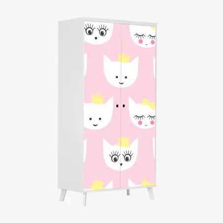 Wardrobe sticker cute pink kitty princess pattern • Wallissimo®