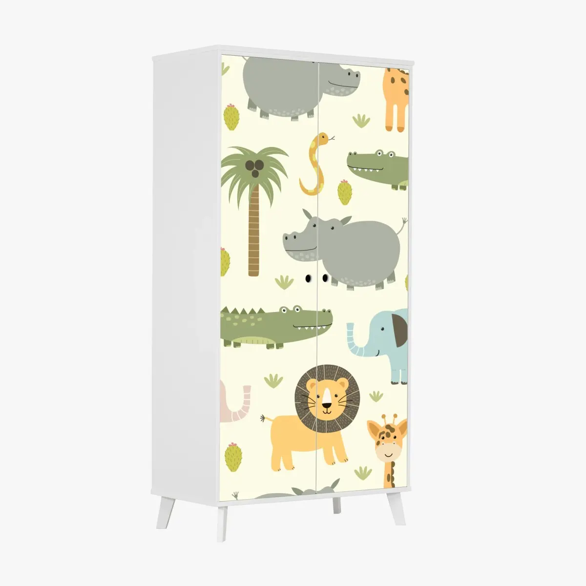Wardrobe sticker pastel safari animals pattern • Wallissimo® Wardrobe sticker pastel safari animals pattern • Wallissimo®