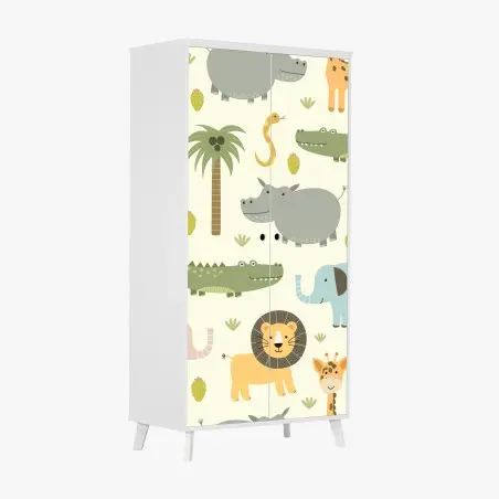 Wardrobe sticker pastel safari animals pattern • Wallissimo®