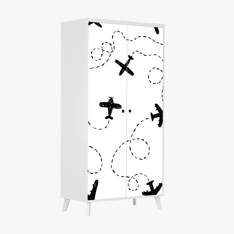 Wardrobe sticker hand-drawn airplane seamless pattern
