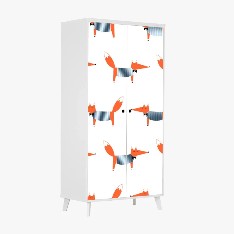 Wardrobe sticker cute striped fox pattern