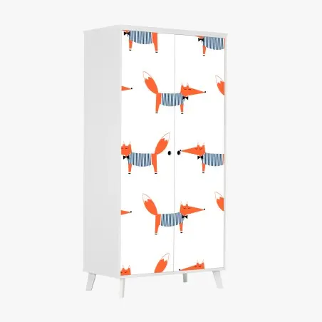 Wardrobe sticker cute striped fox pattern • Wallissimo®