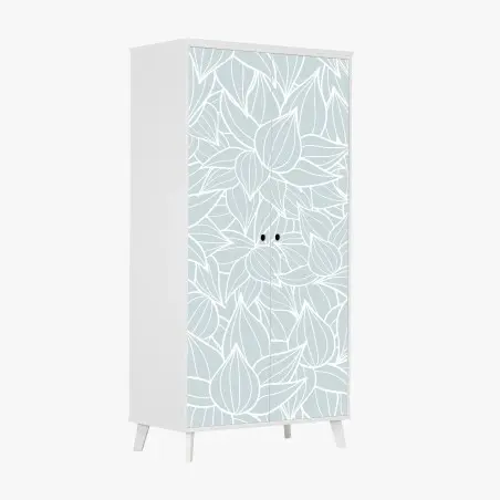 Wardrobe sticker soft turquoise leaf pattern • Wallissimo®