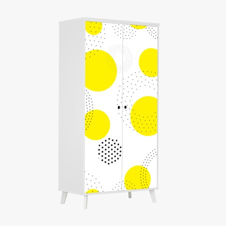 Wardrobe sticker bright yellow polka dot pattern wall art • Wallissimo®