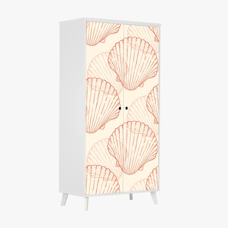 Wardrobe sticker coral scallop shell pattern