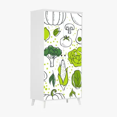 Wardrobe sticker green vegetables pattern wall art • Wallissimo®