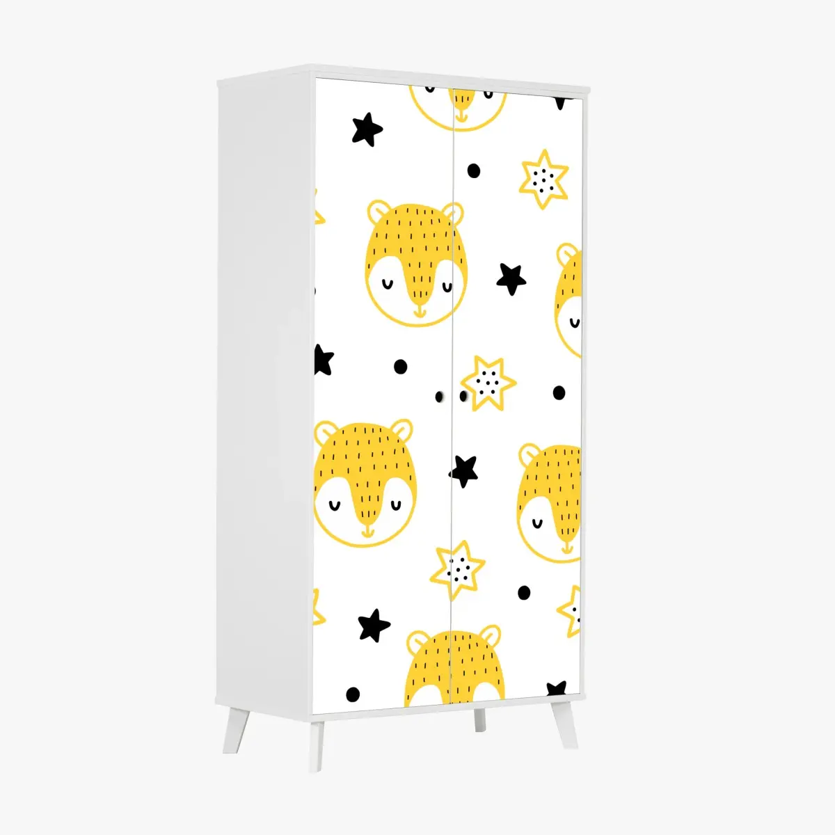 Wardrobe sticker cute yellow animal faces nursery pattern • Wallissimo® Wardrobe sticker cute yellow animal faces nursery pattern • Wallissimo®