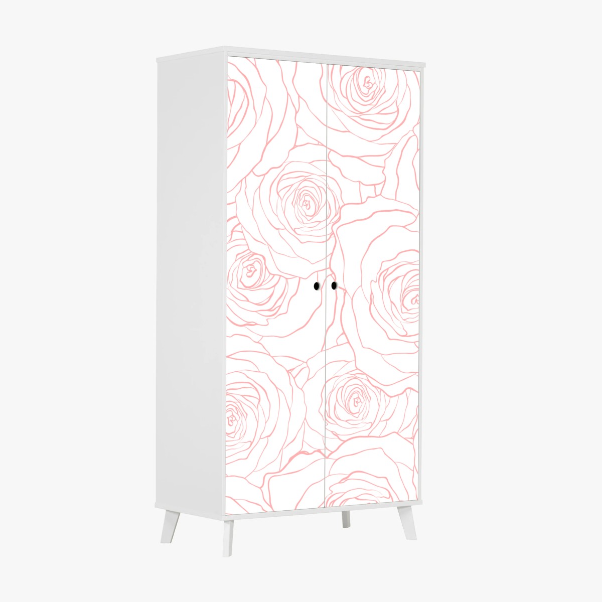 Wardrobe sticker delicate pink rose line pattern • Wallissimo® Wardrobe sticker delicate pink rose line pattern • Wallissimo®