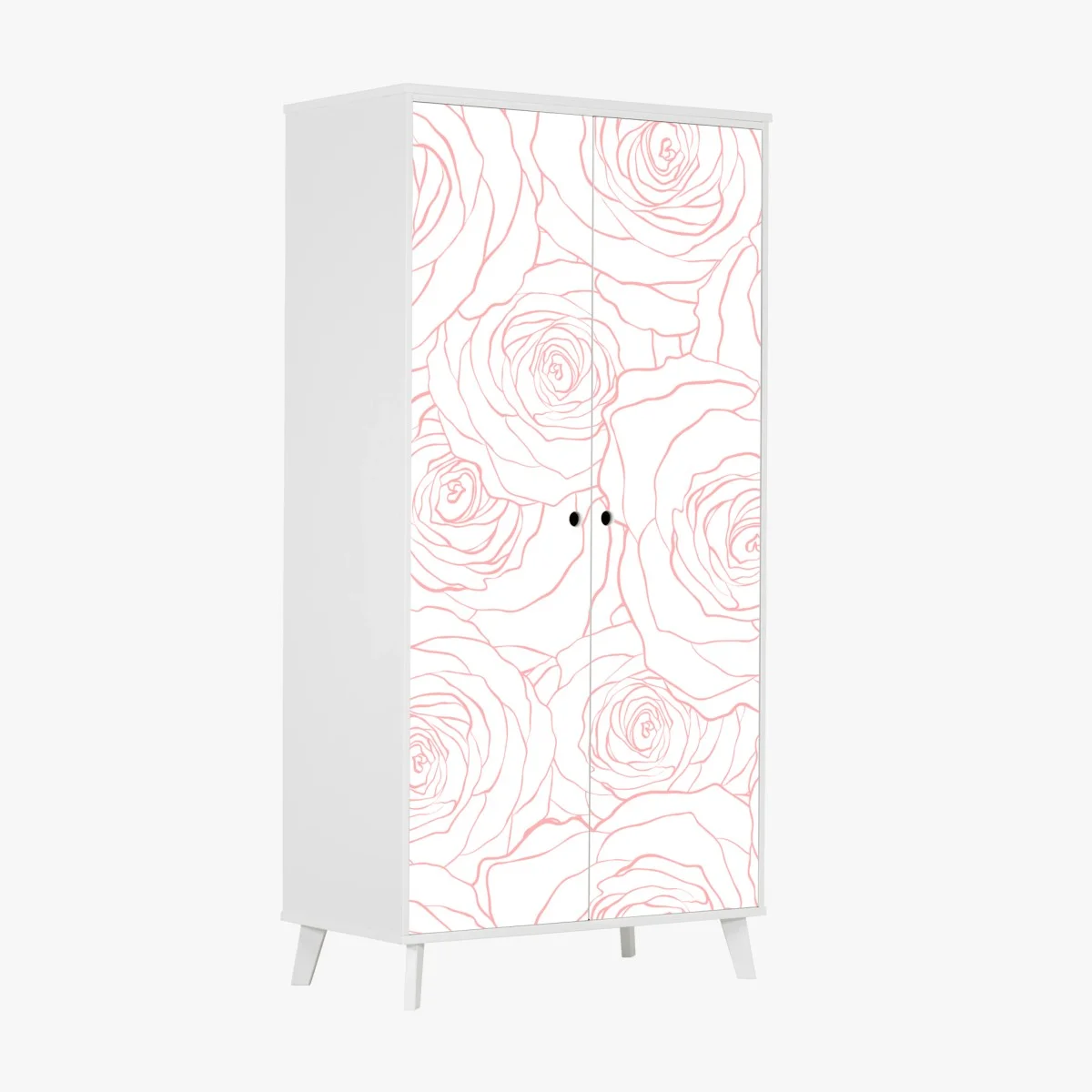 Wardrobe sticker delicate pink rose line pattern • Wallissimo® Wardrobe sticker delicate pink rose line pattern • Wallissimo®