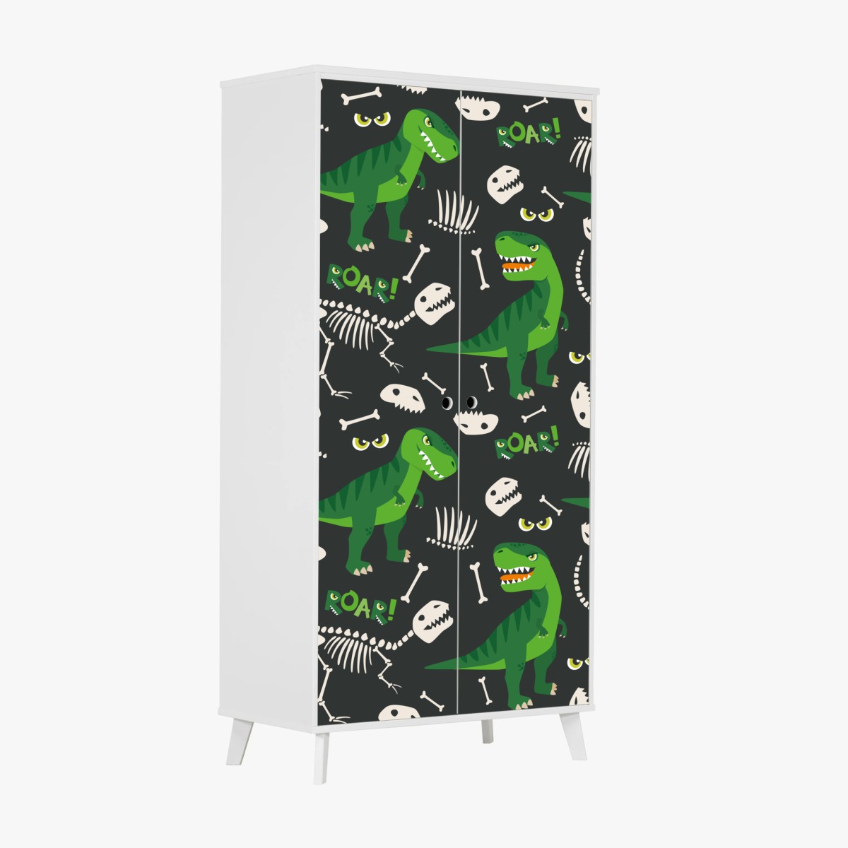 Wardrobe sticker playful green t-rex pattern • Wallissimo® Wardrobe sticker playful green t-rex pattern • Wallissimo®