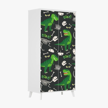 Wardrobe sticker playful green t-rex pattern • Wallissimo®