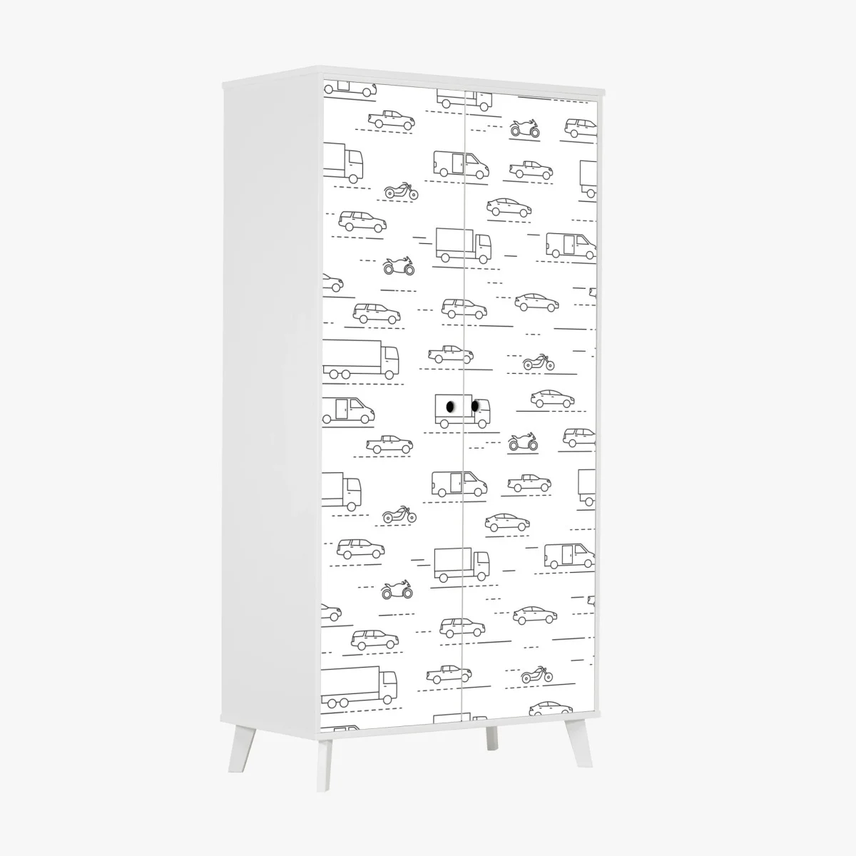 Wardrobe sticker monochrome vehicle pattern • Wallissimo® Wardrobe sticker monochrome vehicle pattern • Wallissimo®