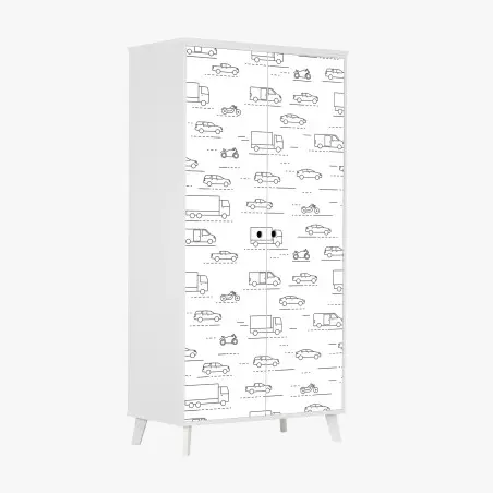 Wardrobe sticker monochrome vehicle pattern • Wallissimo®