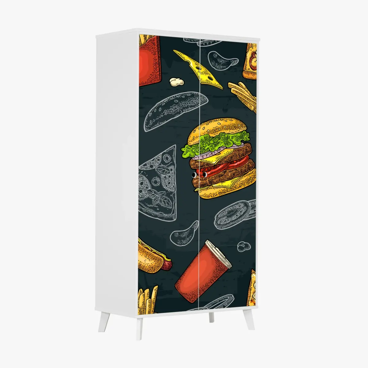 Wardrobe sticker vintage fast food collage • Wallissimo® Wardrobe sticker vintage fast food collage • Wallissimo®