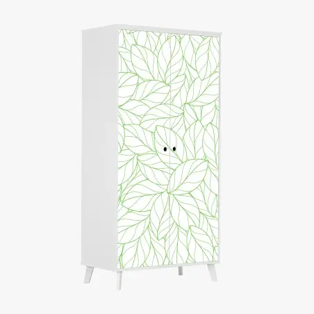 Wardrobe sticker green leaf line pattern • Wallissimo®