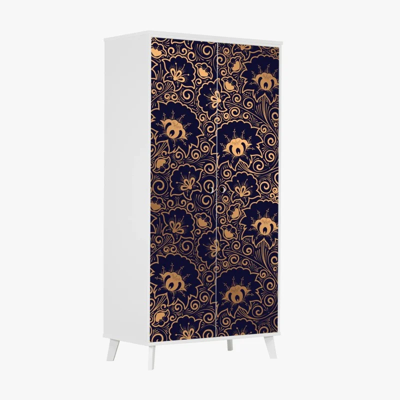Wardrobe sticker luxury gold floral pattern on dark background