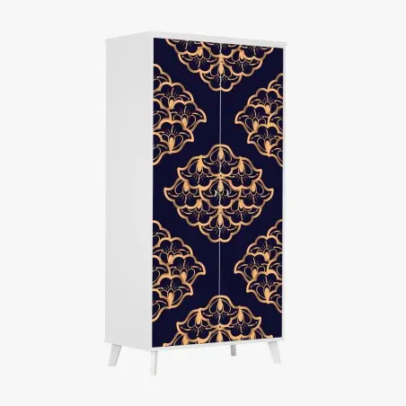 Wardrobe sticker luxurious gold damask pattern on deep navy • Wallissimo®