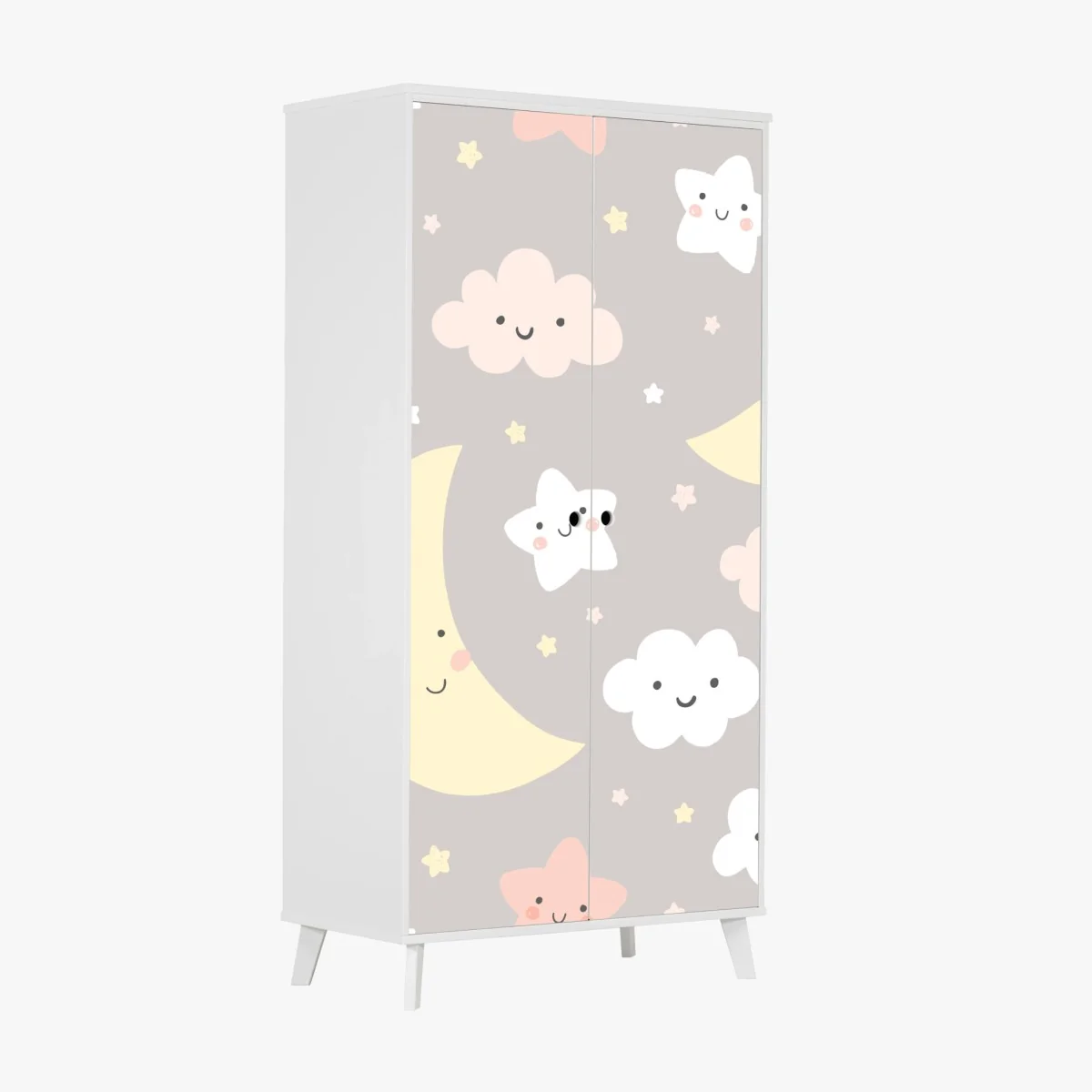 Wardrobe sticker sleepy moon and stars nursery pattern • Wallissimo® Wardrobe sticker sleepy moon and stars nursery pattern • Wallissimo®