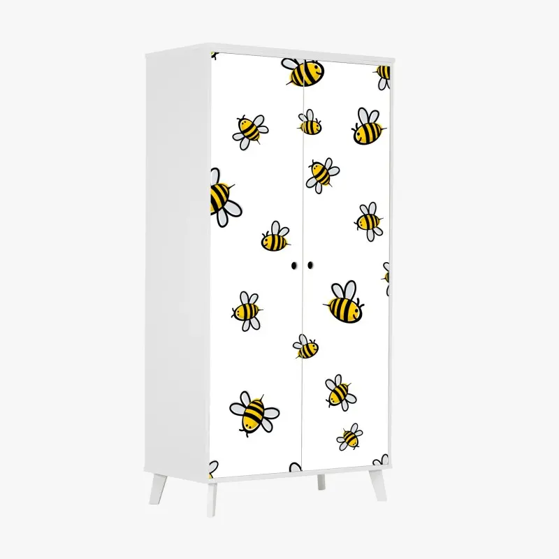 Wardrobe sticker playful bee pattern for kids room