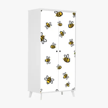 Wardrobe sticker playful bee pattern for kids room • Wallissimo®