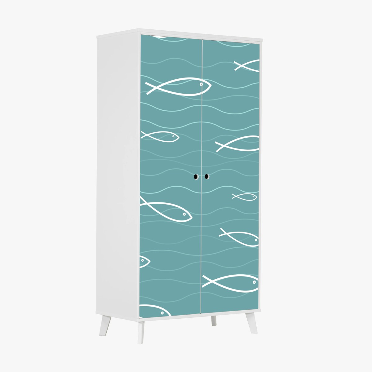 Wardrobe sticker turquoise fish pattern • Wallissimo® Wardrobe sticker turquoise fish pattern • Wallissimo®