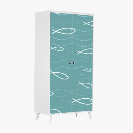Wardrobe sticker turquoise fish pattern • Wallissimo®