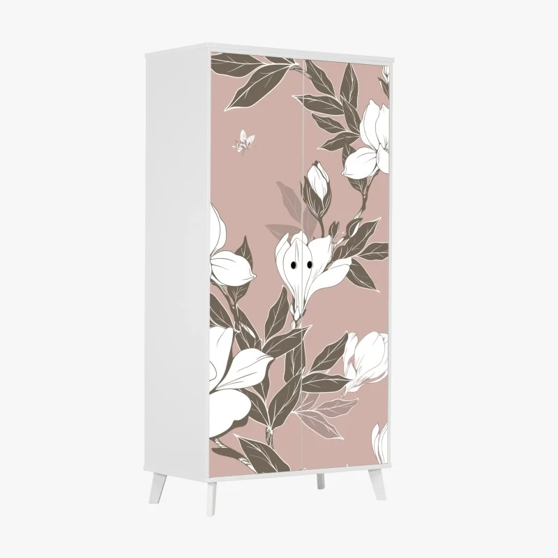 Wardrobe sticker soft magnolia blossom pattern