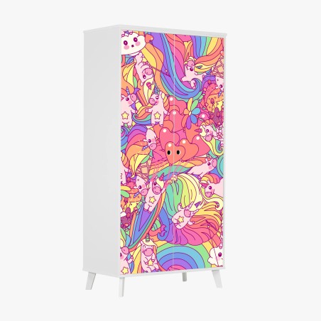 Wardrobe sticker playful pastel unicorns pattern • Wallissimo®