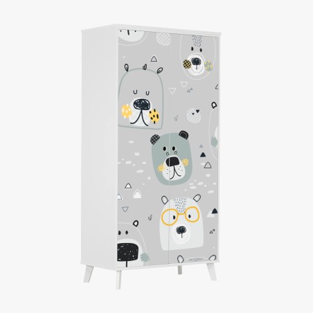 Wardrobe sticker playful bear pattern nursery print • Wallissimo®