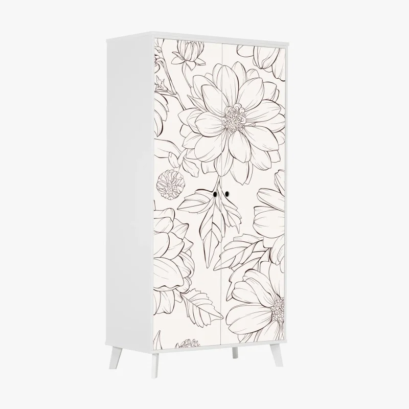 Wardrobe sticker delicate botanical line florals