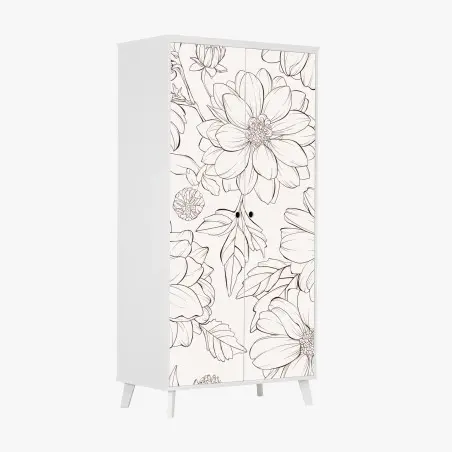 Wardrobe sticker delicate botanical line florals • Wallissimo®
