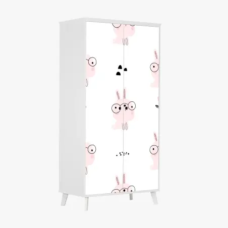 Wardrobe sticker playful pink bunny pattern for nursery • Wallissimo®