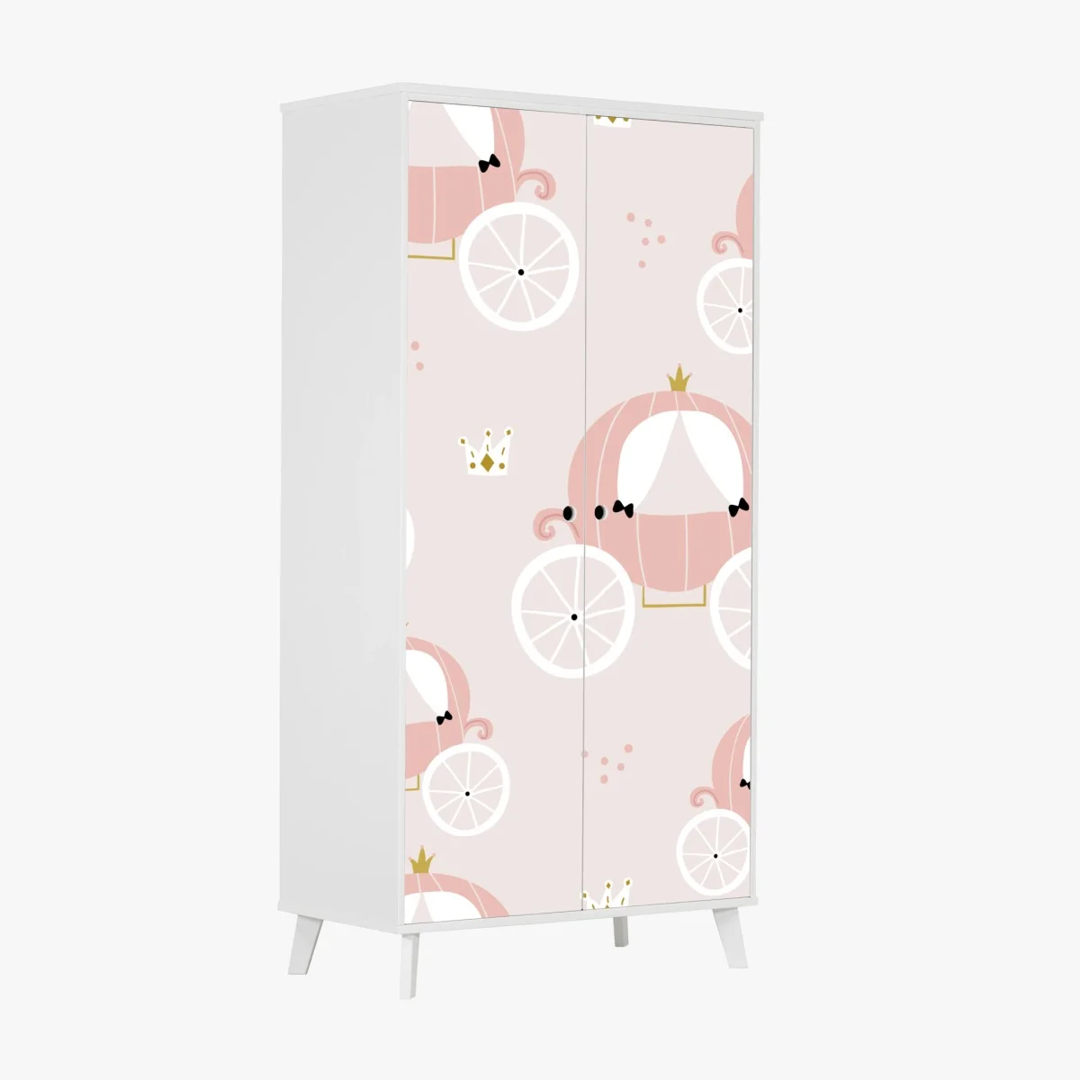 Wardrobe sticker pink princess carriage pattern • Wallissimo® Wardrobe sticker pink princess carriage pattern • Wallissimo®