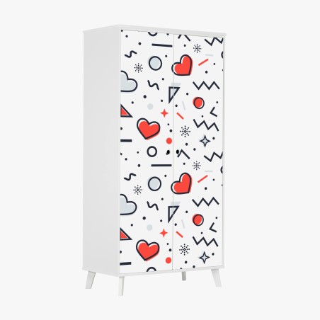 Wardrobe sticker playful heart pattern on white background • Wallissimo®