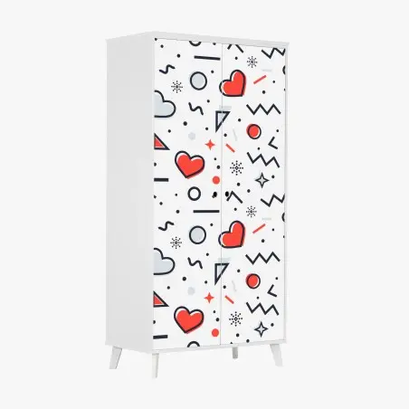 Wardrobe sticker playful heart pattern on white background • Wallissimo®