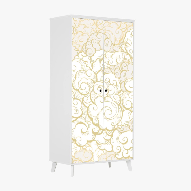 Wardrobe sticker ornamental golden cloud pattern