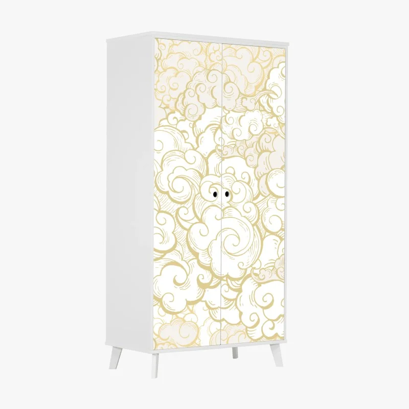 Wardrobe sticker ornamental golden cloud pattern
