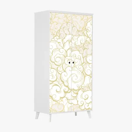 Wardrobe sticker ornamental golden cloud pattern • Wallissimo®