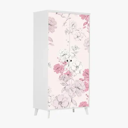 Wardrobe sticker soft pink floral pattern • Wallissimo®