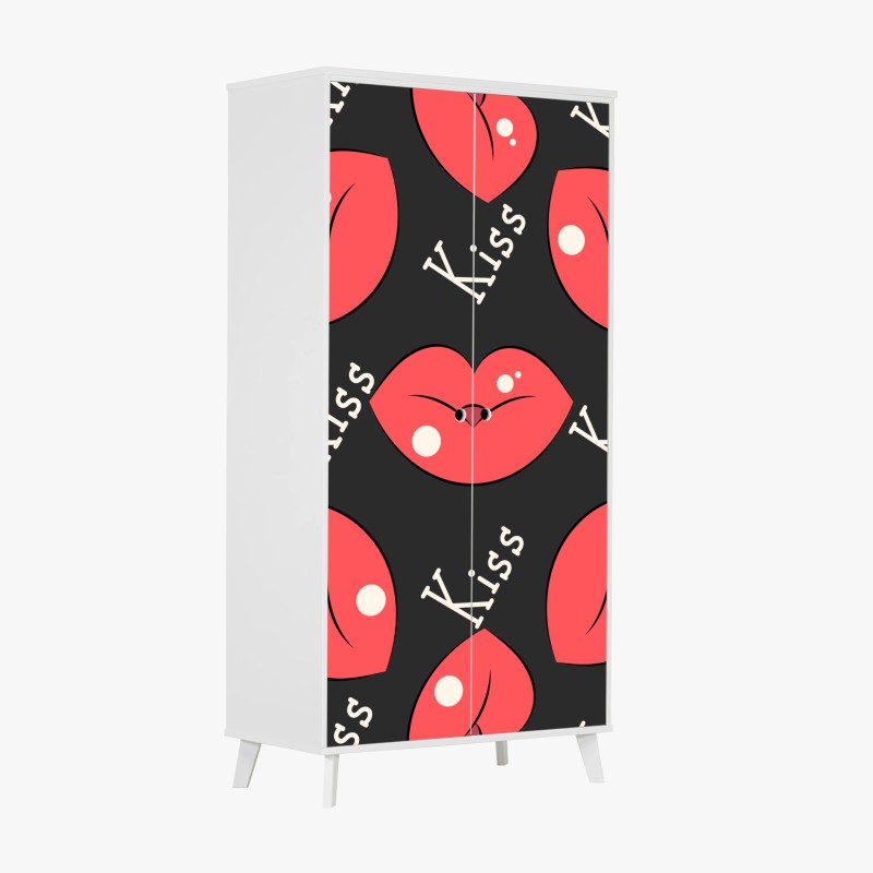 Wardrobe sticker playful pink lips pattern