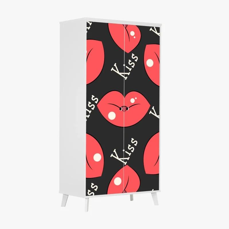 Wardrobe sticker playful pink lips pattern