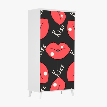 Wardrobe sticker playful pink lips pattern • Wallissimo®