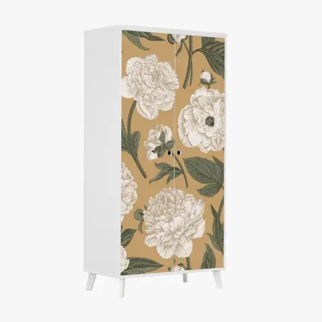 Wardrobe sticker vintage peony botanical pattern • Wallissimo®