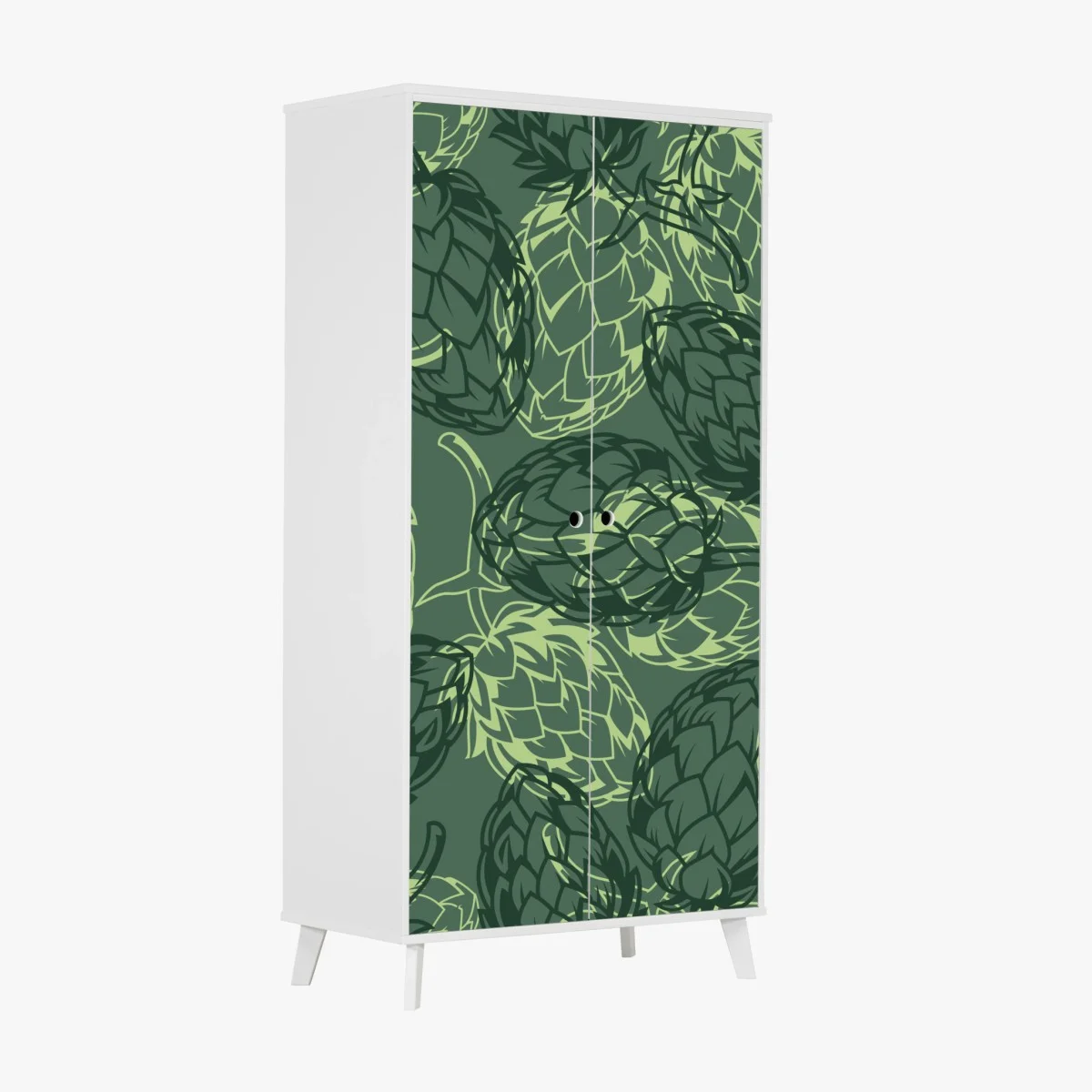 Wardrobe sticker green hop cone botanical pattern ⁕ Wallissimo® Wardrobe sticker green hop cone botanical pattern ⁕ Wallissimo®